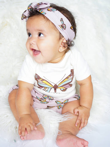 Flutterby Bamboo Headband Bow - The Milk Moustache