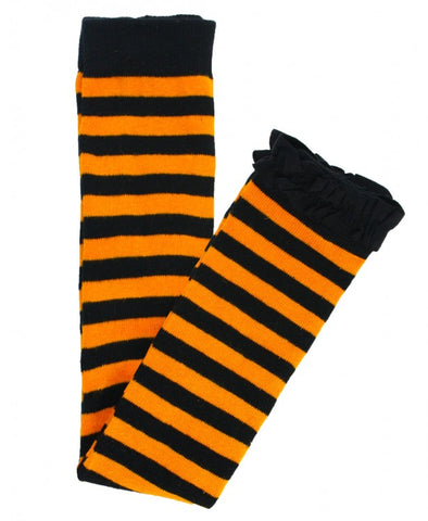 Orange/Black Striped Footless Ruffle Tights - The Milk Moustache